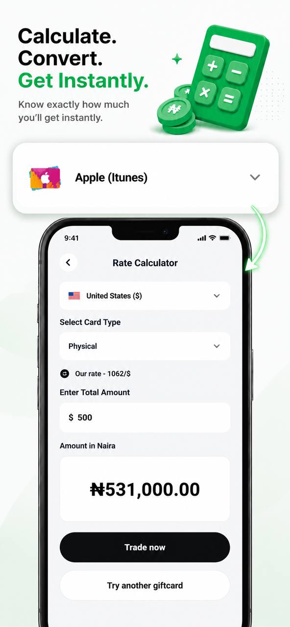 Live rates in the app